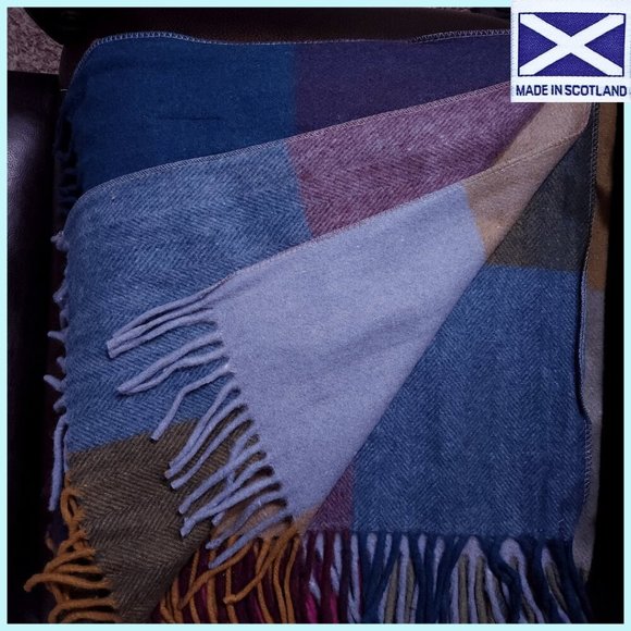 IMPORTED THROW BLANKET Scottish Blanket Import Vibrant Colors & Earth Tones NWT - Picture 8 of 10
